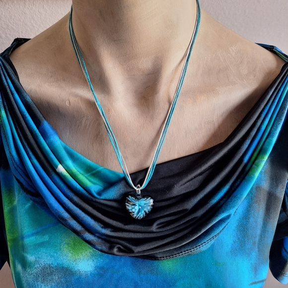 Worthington Black and Blue Print Patterned Dressy Blouse Size XL - Picture 6 of 9